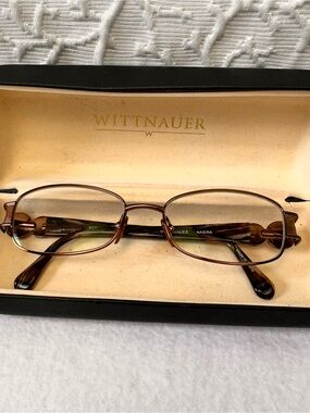 Wittnauer Nasira Eyeglasses Frame Womens 52-16-135 Brown/Marble Case